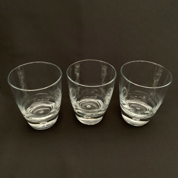 Bormioli Rocco Luna Clear Glass Double Old Fashion Bubble 4 1/4" High Lot of 3 - Picture 2 of 6